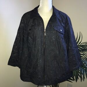 2/$20 Peter Nygard Gray Denim Zip Front Jacket 2X